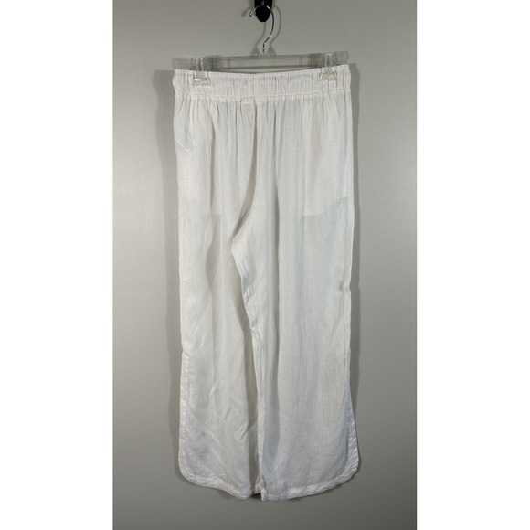 C&C California Pants Womens Small‎ White Linen Blend Wide Leg Coastal Ankle - Picture 2 of 11
